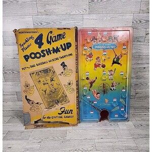 Vintage 1952 Northwestern Four Game Poosh-M-Up Pinball & Box Put & Take Baseball